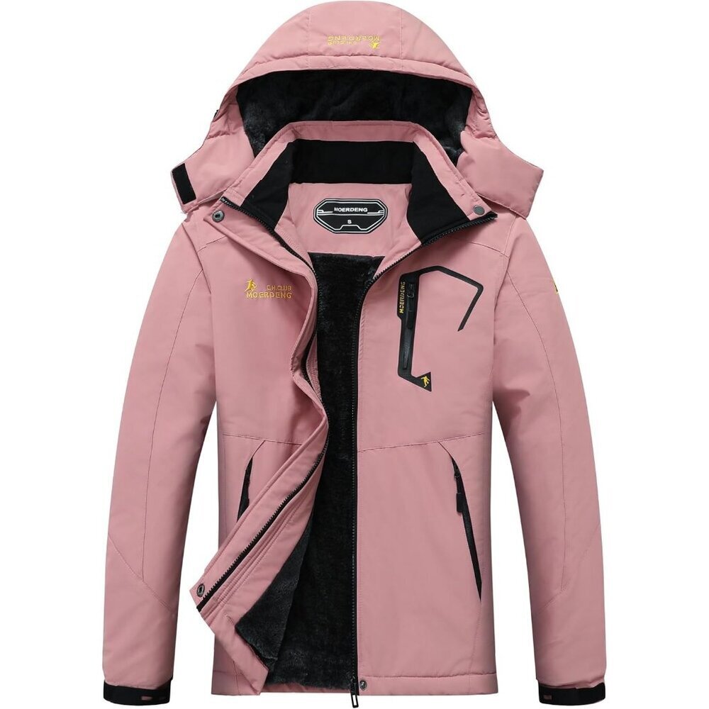 Women's Pink Waterproof Ski Jacket Warm Winter Snow Hooded Coat Shell